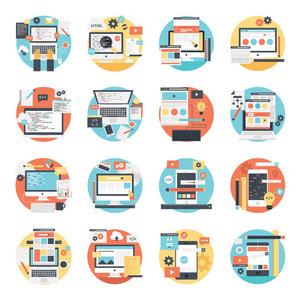 網頁設計與開發插圖集照片